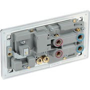 BG Electrical Flatplate Screwless Polished Chrome - 45A double pole, with switched socket and indicators