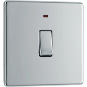 BG Electrical Flatplate Screwless Polished Chrome - 20A, double pole, with indicator