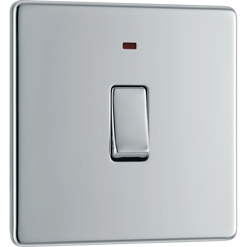 BG Electrical Flatplate Screwless Polished Chrome - 20A, double pole, with indicator