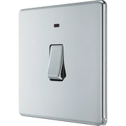 BG Electrical Flatplate Screwless Polished Chrome - 20A, double pole, with indicator