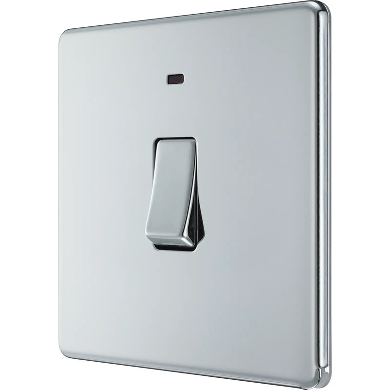 BG Electrical Flatplate Screwless Polished Chrome - 20A, double pole, with indicator