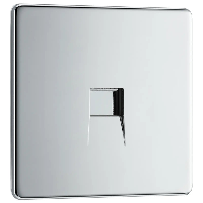 BG Electrical Flatplate Screwless Polished Chrome - Single, telephone socket, secondary