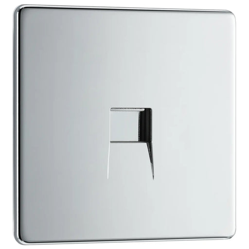 BG Electrical Flatplate Screwless Polished Chrome - Single, telephone socket, secondary