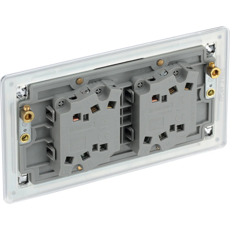 BG Electrical Flatplate Screwless Polished Chrome - Quadruple, 2 way switch