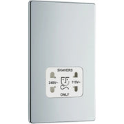 BG Electrical Flatplate Screwless Polished Chrome - 115/240V dual voltage shaver socket