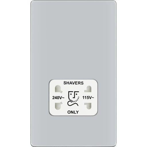 BG Electrical Flatplate Screwless Polished Chrome - 115/240V dual voltage shaver socket