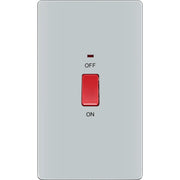 BG Electrical Flatplate Screwless Polished Chrome - 45A, double pole, large plate, with indicator