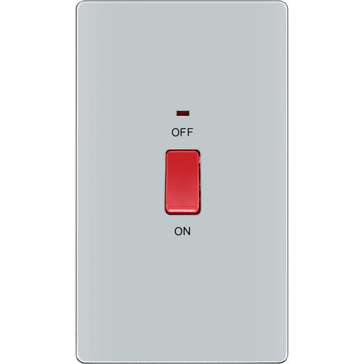 BG Electrical Flatplate Screwless Polished Chrome - 45A, double pole, large plate, with indicator