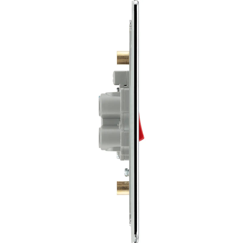 BG Electrical Flatplate Screwless Polished Chrome - 45A, double pole, large plate, with indicator