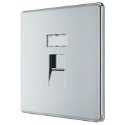 BG Electrical Flatplate Screwless Polished Chrome - Single, RJ45 data socket