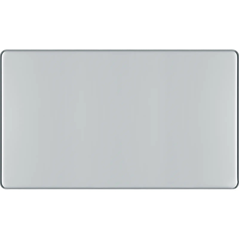 BG Electrical Flatplate Screwless Polished Chrome - Double, blank plate
