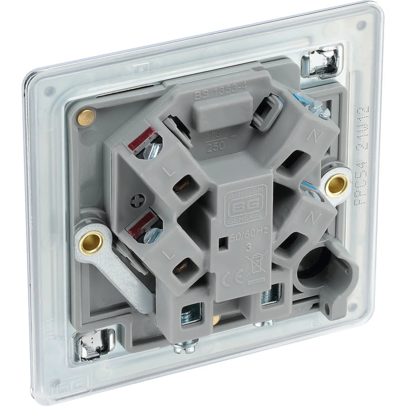BG Electrical Flatplate Screwless Polished Chrome - Unswitched and fused