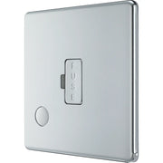 BG Electrical Flatplate Screwless Polished Chrome - Unswitched and fused with flex outlet