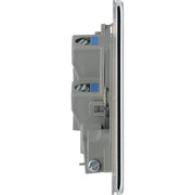 BG Electrical Flatplate Screwless Polished Chrome - Unswitched and fused with flex outlet