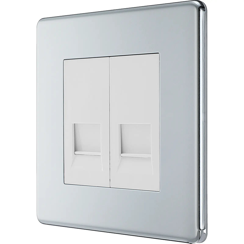 BG Electrical Flatplate Screwless Polished Chrome - Double, telephone socket, master
