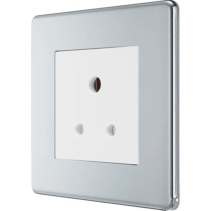 BG Electrical Flatplate Screwless Polished Chrome - 5A, single, unswitched, round pin