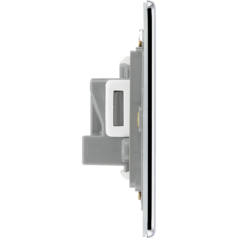 BG Electrical Flatplate Screwless Polished Chrome - 5A, single, unswitched, round pin
