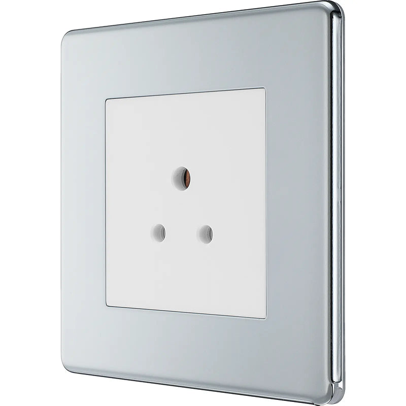 BG Electrical Flatplate Screwless Polished Chrome - 2A, single, unswitched, round pin