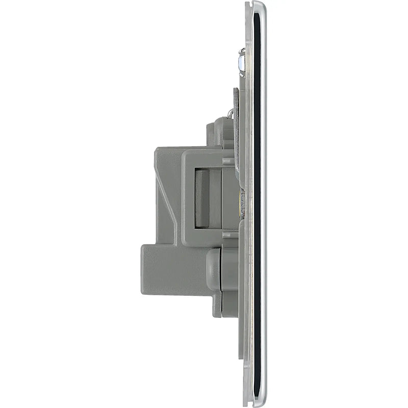 BG Electrical Flatplate Screwless Polished Chrome - 5A, single, unswitched, round pin