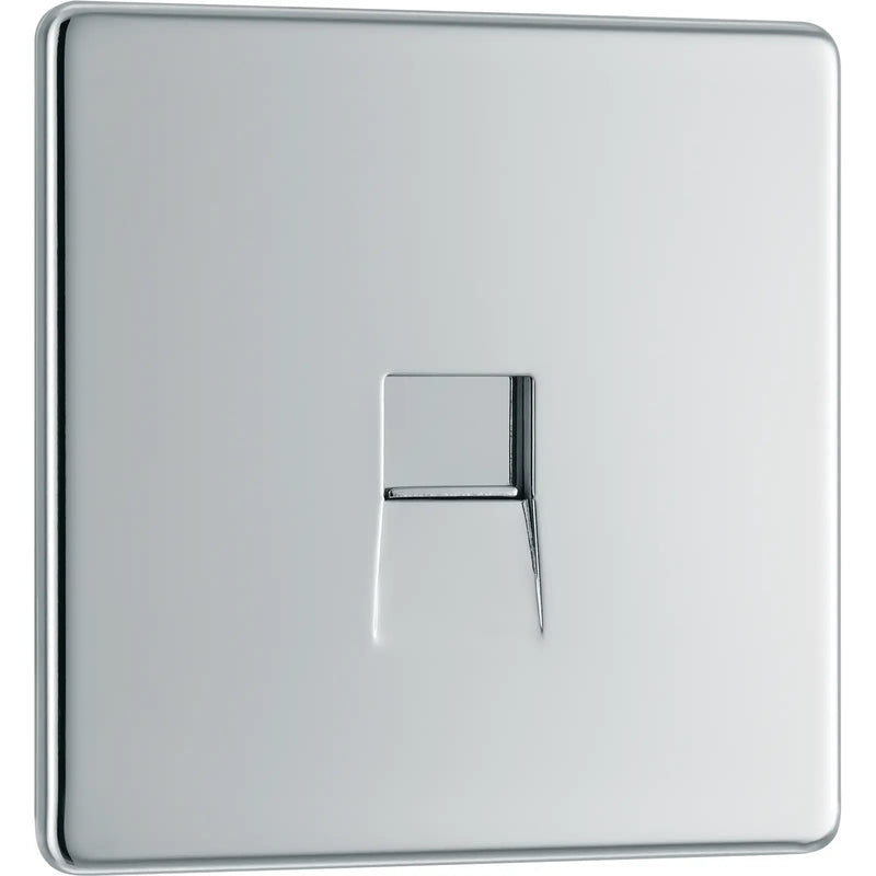 BG Electrical Flatplate Screwless Polished Chrome - Single, telephone socket, master