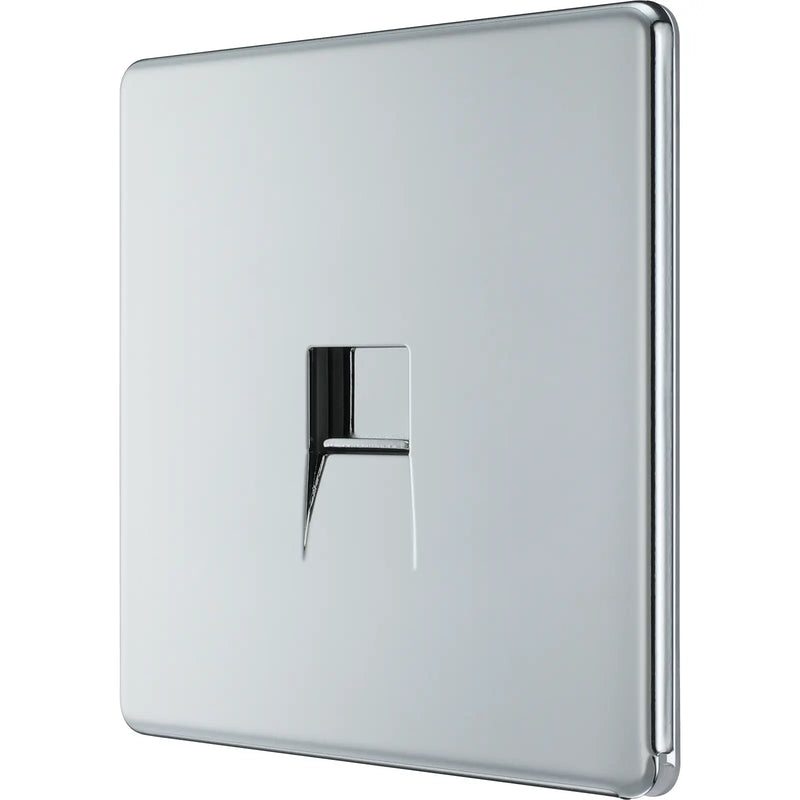 BG Electrical Flatplate Screwless Polished Chrome - Single, telephone socket, master