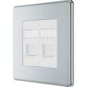 BG Electrical Flatplate Screwless Polished Chrome - Double, RJ45 telephone socket