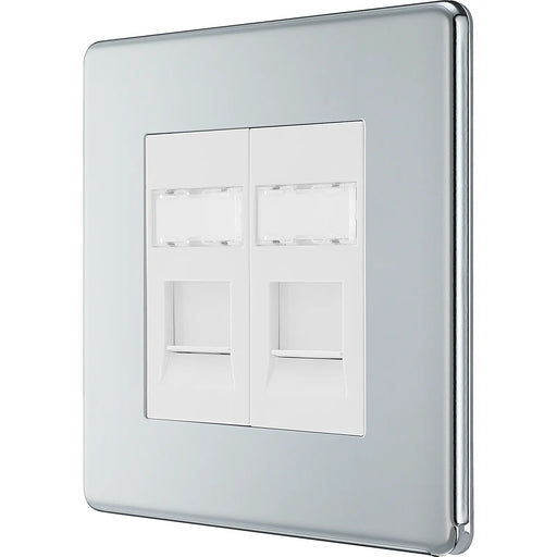 BG Electrical Flatplate Screwless Polished Chrome - Double, RJ45 telephone socket