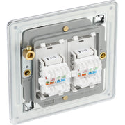 BG Electrical Flatplate Screwless Polished Chrome - Double, RJ45 telephone socket