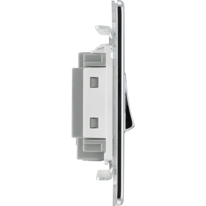 BG Electrical Flatplate Screwless Polished Chrome - 3 pole fan isolator, fused