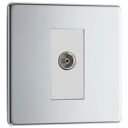BG Electrical Flatplate Screwless Polished Chrome - Single, isolated, co-axial