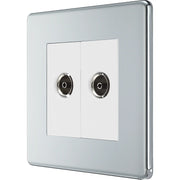 BG Electrical Flatplate Screwless Polished Chrome - Double, isolated, co-axial