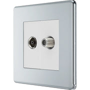 BG Electrical Flatplate Screwless Polished Chrome - Double, satellite and co-axial