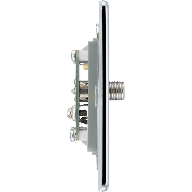 BG Electrical Flatplate Screwless Polished Chrome - Double, satellite and co-axial