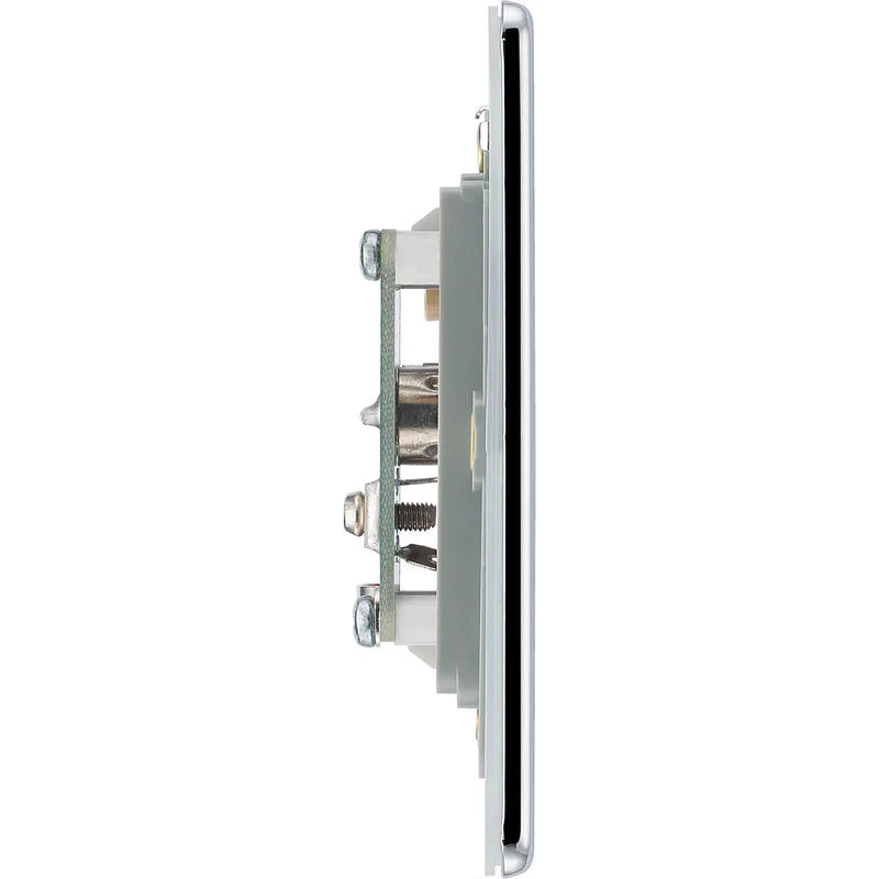 BG Electrical Flatplate Screwless Polished Chrome - Double, TV/FM