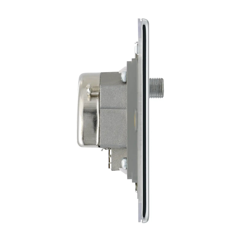 BG Electrical Flatplate Screwless Polished Chrome - Triple TV/FM/SAT triplex - screened