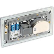 BG Electrical Flatplate Screwless Polished Chrome - Quadplex, 2 x sat, BT outlet and co-ax returned - screened