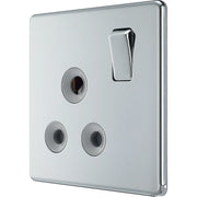 BG Electrical Flatplate Screwless Polished Chrome - 15A, single, switched, round pin
