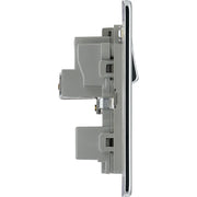 BG Electrical Flatplate Screwless Polished Chrome - 15A, single, switched, round pin