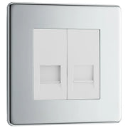 BG Electrical Flatplate Screwless Polished Chrome - Double, telephone socket, secondary