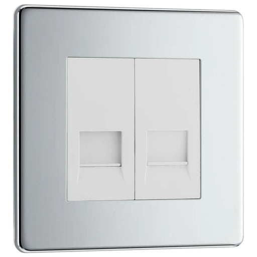 BG Electrical Flatplate Screwless Polished Chrome - Double, telephone socket, secondary