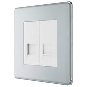 BG Electrical Flatplate Screwless Polished Chrome - Double, telephone socket, secondary