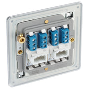 BG Electrical Flatplate Screwless Polished Chrome - Double, telephone socket, secondary