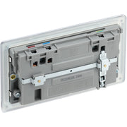 BG Electrical Flatplate Screwless Polished Chrome - Double switched single pole, with USB A + C (22W)