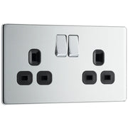 BG Electrical Flatplate Screwless Polished Chrome - Double switched, double pole