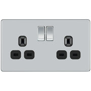 BG Electrical Flatplate Screwless Polished Chrome - Double switched, double pole