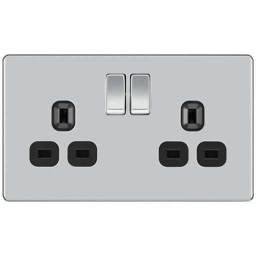BG Electrical Flatplate Screwless Polished Chrome - Double switched, double pole