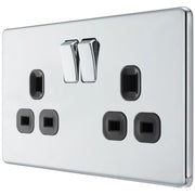 BG Electrical Flatplate Screwless Polished Chrome - Double switched, double pole