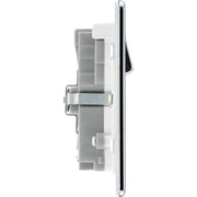 BG Electrical Flatplate Screwless Polished Chrome - Double switched single pole, with USB A + C (45W)
