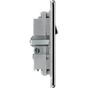 BG Electrical Flatplate Screwless Polished Chrome - Single switched, single pole, with 2 x USB A