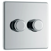 BG Electrical Flatplate Screwless Polished Chrome - Double, 2 way push 200W